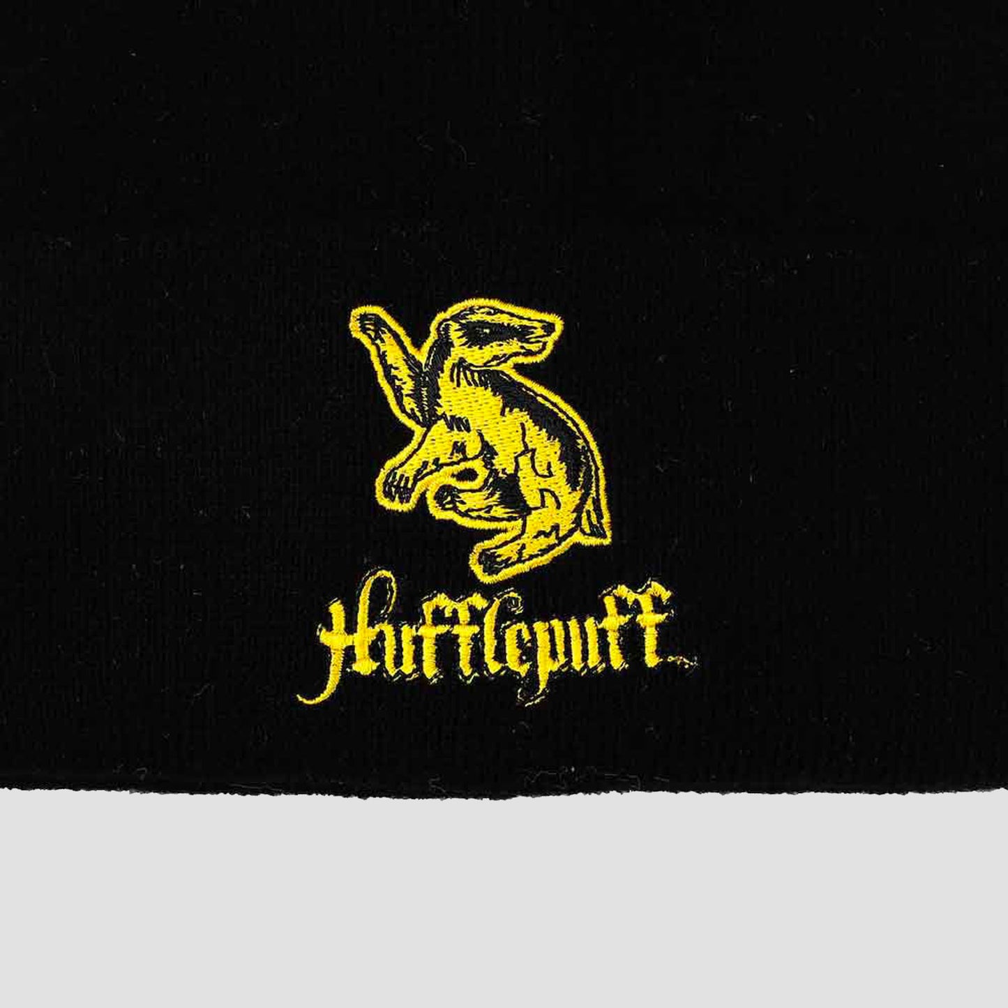 Hufflepuff Badger (Harry Potter) Black Knit Beanie Hat