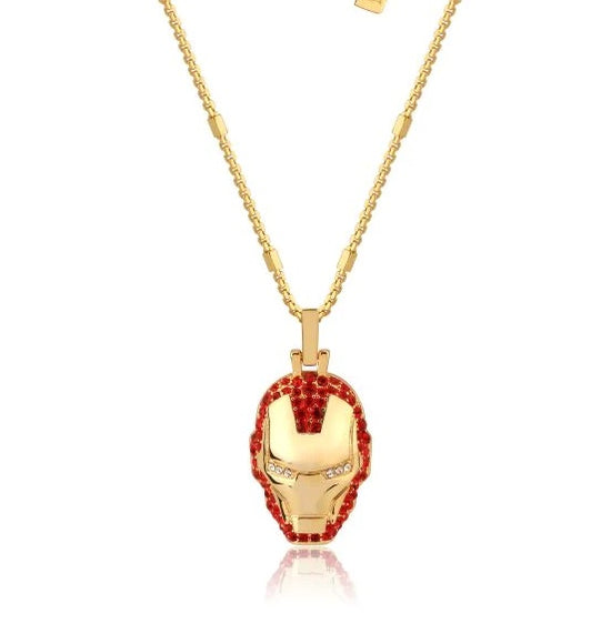 Iron Man Marvel Gold Plated Crystal Necklace
