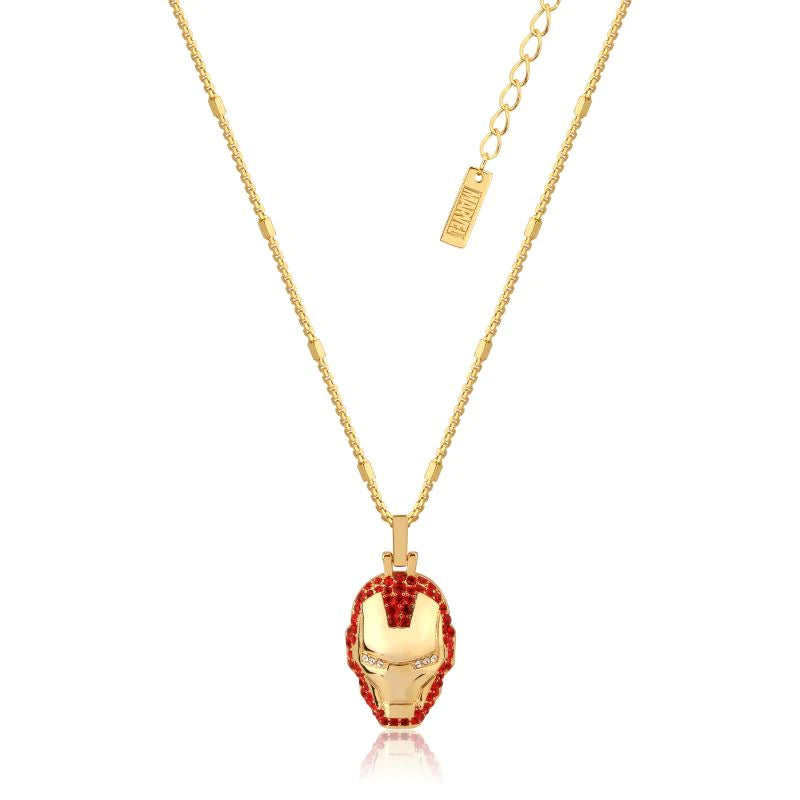 Iron Man Marvel Gold Plated Crystal Necklace