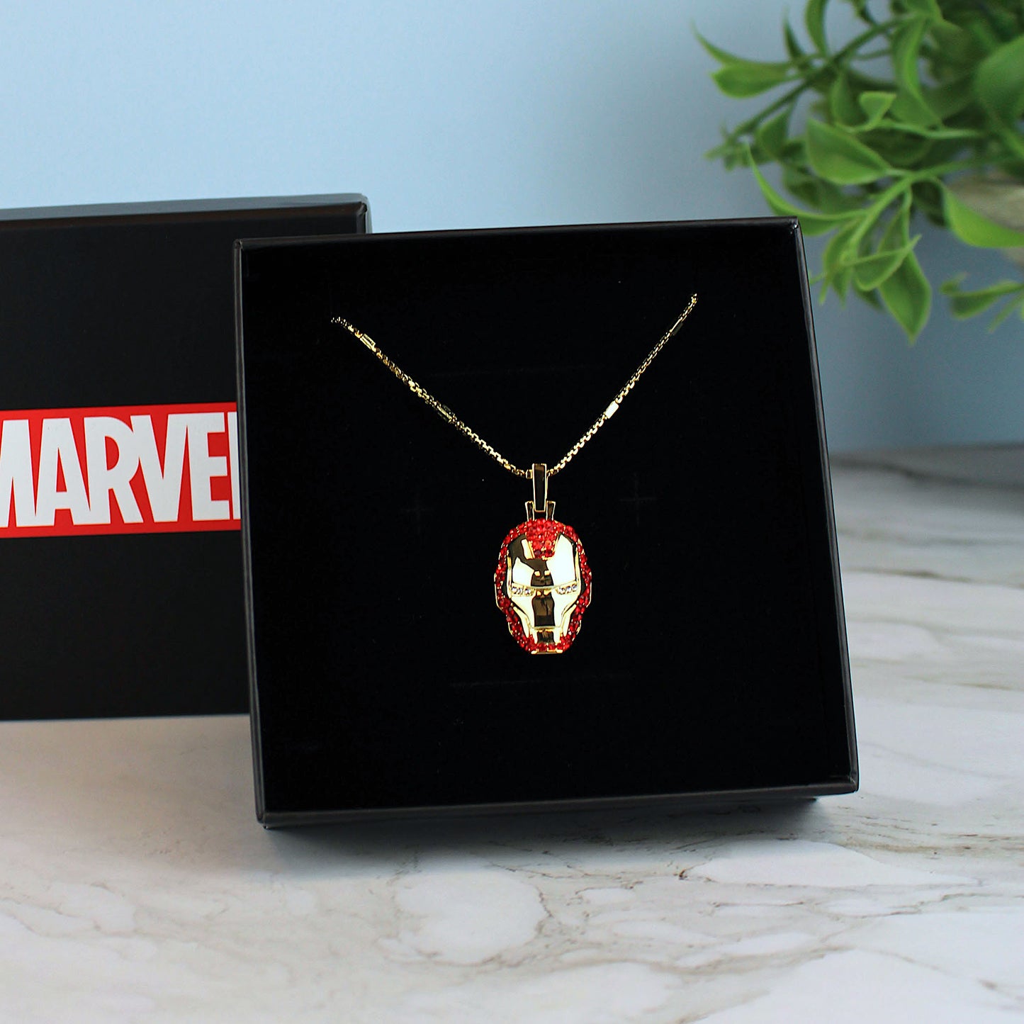 Iron Man (Marvel) Gold Plated Crystal Necklace