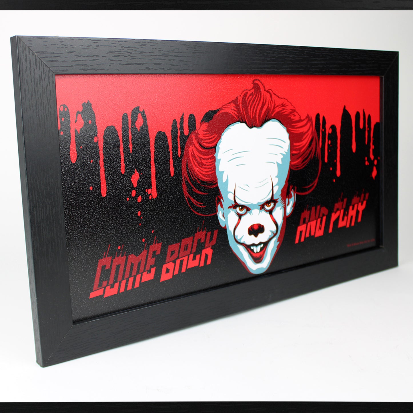 IT "Come Back and Play" Pennywise the Clown Framed Wall Sign