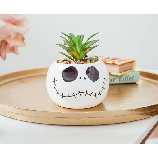 Jack Skellington Nightmare Before Christmas Ceramic Planter with Faux Plant