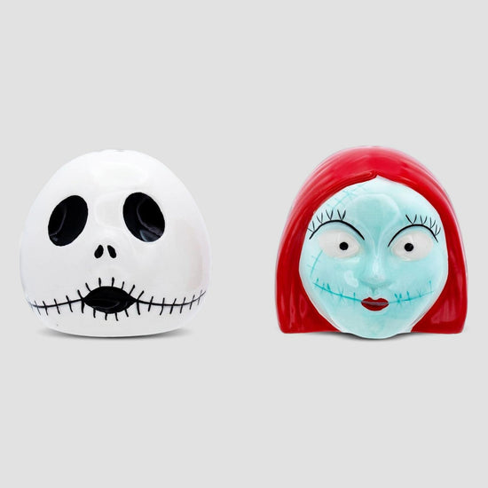 Jack Skellington & Sally Head (Nightmare Before Christmas) Disney Ceramic Salt & Pepper Shaker Set