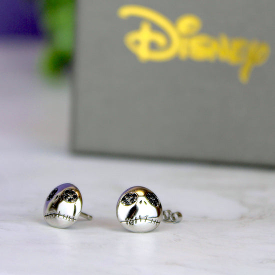 Load image into Gallery viewer, Jack Skellington (The Nightmare Before Christmas) Disney Gold Plated Crystal Stud Earrings
