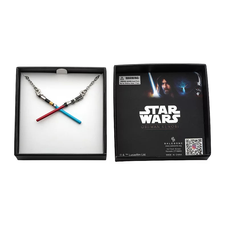 Load image into Gallery viewer, Kenobi and Vader Crossed Lightsabers (Star Wars: Obi-Wan Kenobi) Pendant Necklace
