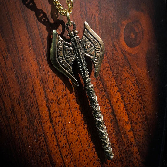 Khuzdul Dwarven Battle Axe Lord of the Rings Bronze Necklace