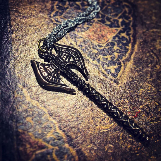 Khuzdul Dwarven Battle Axe Lord of the Rings Bronze Necklace