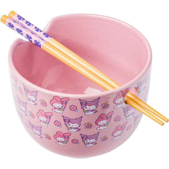 Kuromi and my Melody Sanrio Ramen Bowl with Chopsticks