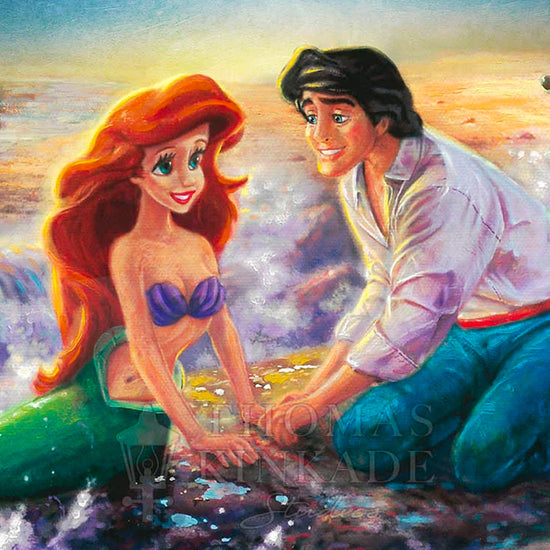 Little Mermaid "Love Crosses All Boundaries" (Disney) Thomas Kinkade Wooden Circle Sign