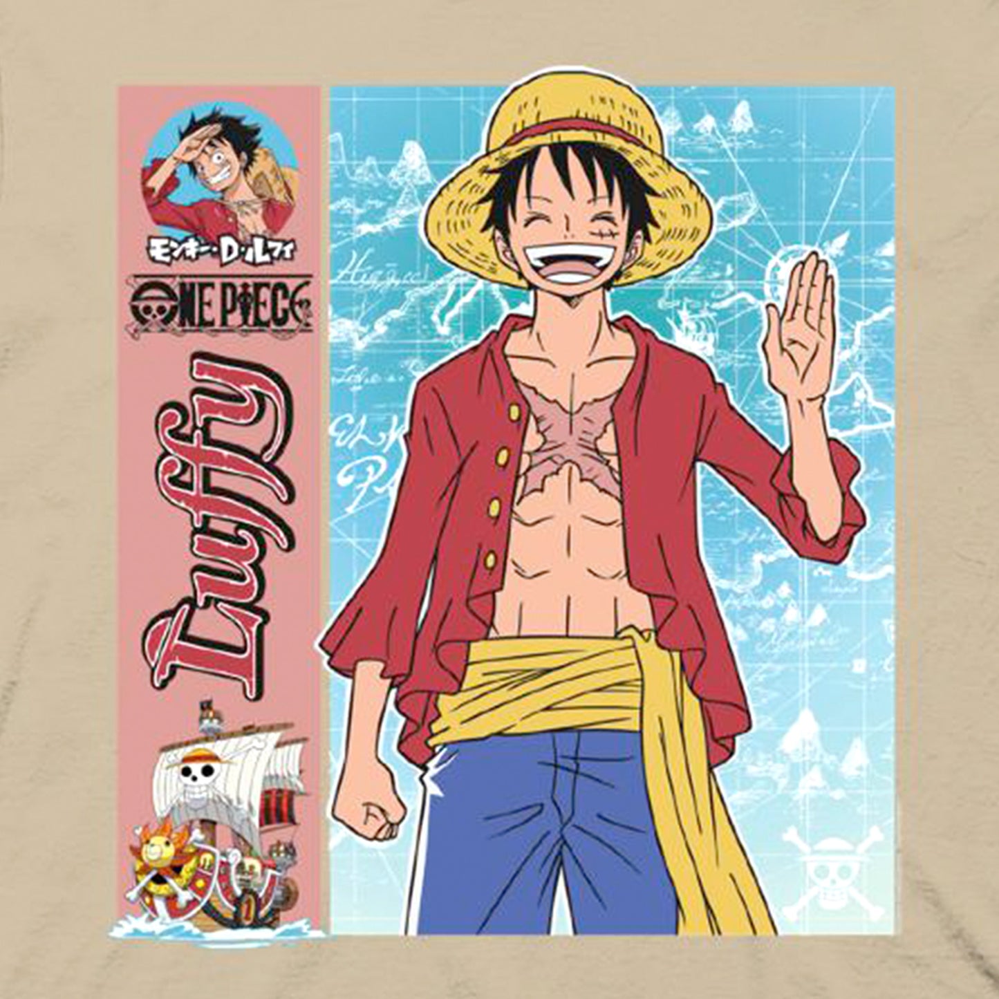 Luffy with Map (One Piece) Kanji Unisex Shirt