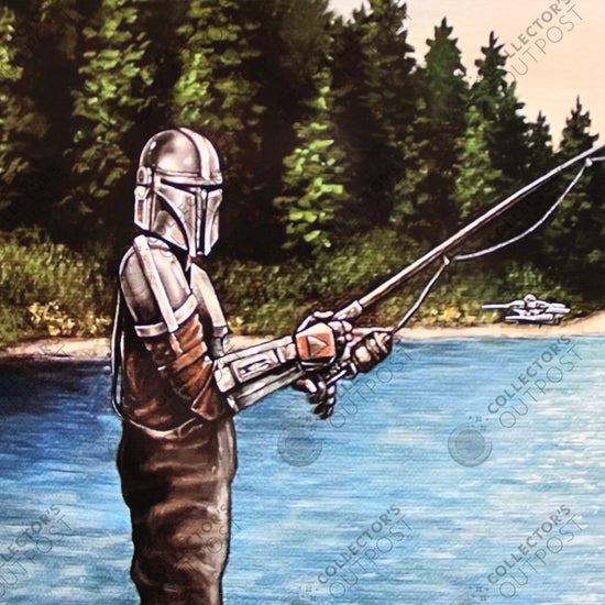 Mando and Grogu Fishing Star Wars Art Print