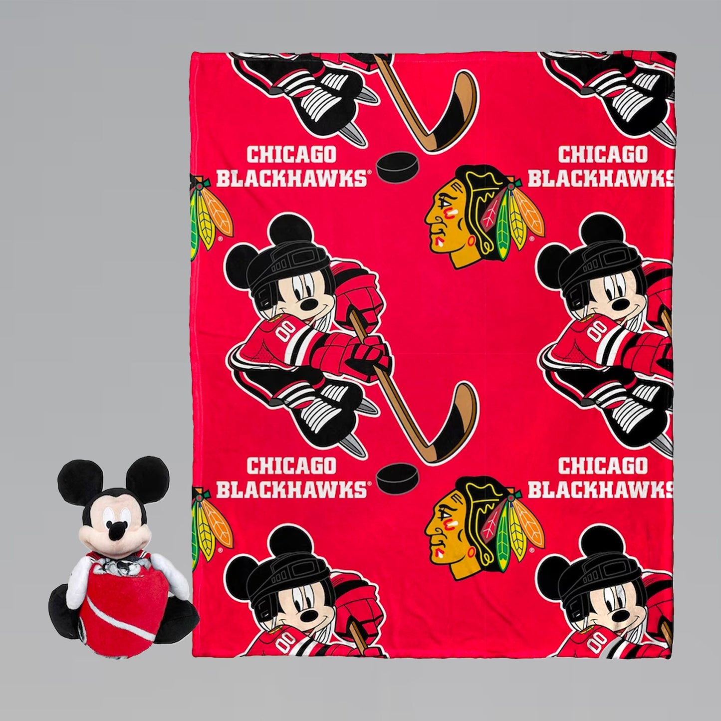 Mickey Mouse (Disney) NHL Chicago Blackhawks Plush and Throw Blanket