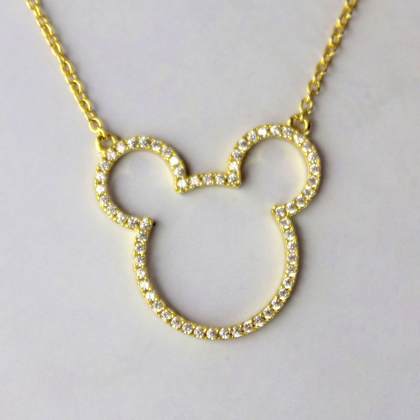 Mickey Mouse Outline (Disney) Gold Plated Crystal Necklace