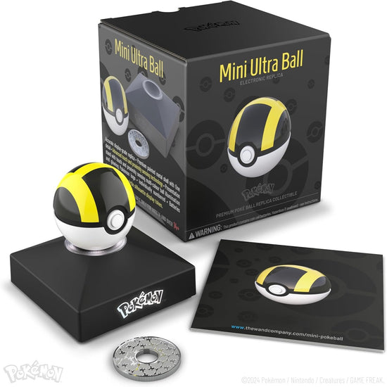 The Wand Company Mini Ultra Ball Authentic Replica - Realistic, Electronic, Die-Cast Poké Ball with Display Stand Light Features 