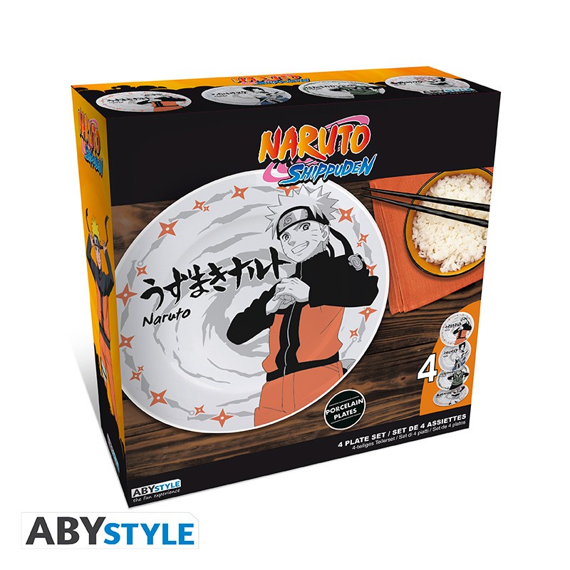 Naruto Shippuden Ceramic Plate 4 Pc Set