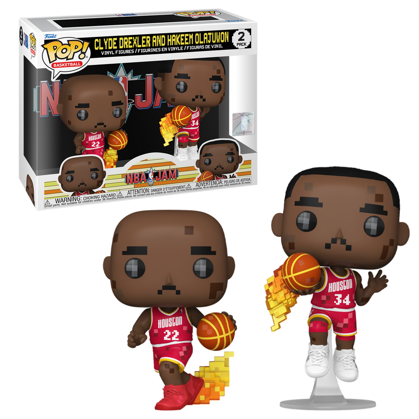 NBA Jam Clyde Drexler and Hakeem Olajuwon 2-Pack Funko Pop!