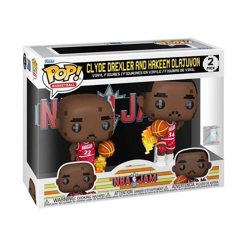 NBA Jam Clyde Drexler and Hakeem Olajuwon 2-Pack Funko Pop!