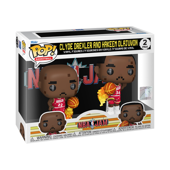 NBA Jam Clyde Drexler and Hakeem Olajuwon 2-Pack Funko Pop!