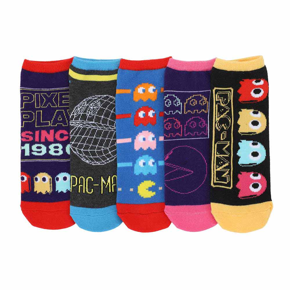 Pac-Man Retro Video Game 5 Pair Ankle Sock Set