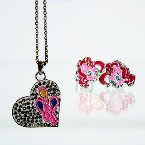 Pinkie Pie My Little Pony Necklace & Stud Earring Set