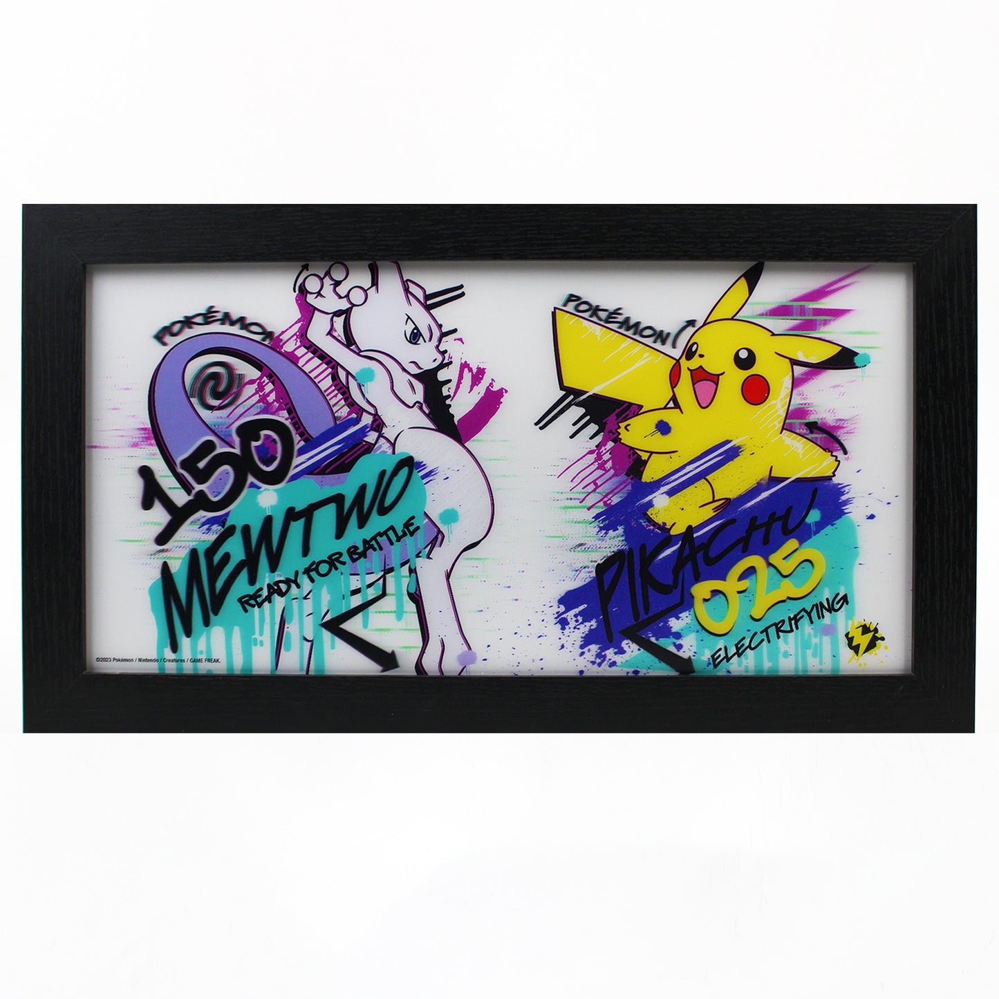 Pokemon Pikachu & Mewtwo Framed Wall Sign
