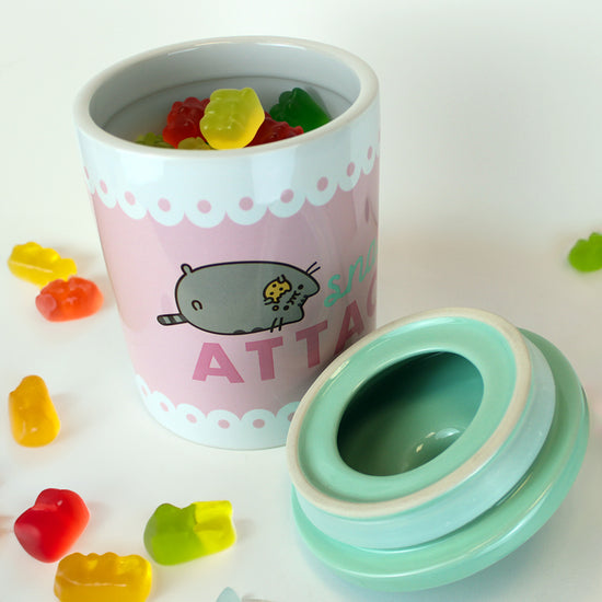 Load image into Gallery viewer, Pusheen &amp;quot;Snack Attack&amp;quot; Ceramic Snack Jar
