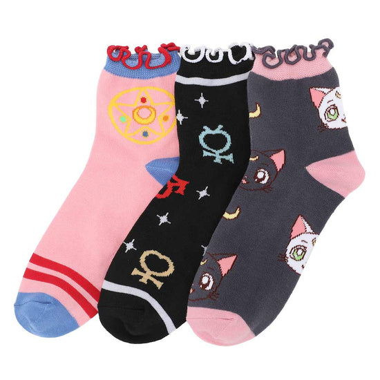 Sailor Moon Crystal 3-Pack Women's Quarter Crew Socks