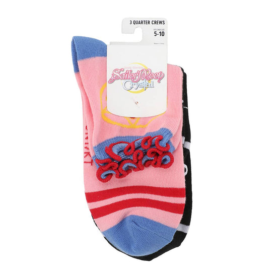 Sailor Moon Crystal 3-Pack Women's Quarter Crew Socks