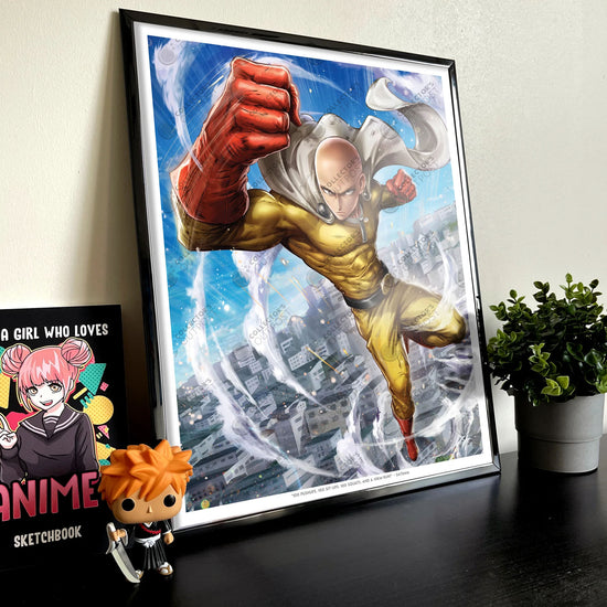 Saitama "Too Strong" (One Punch Man) Premium Art Print