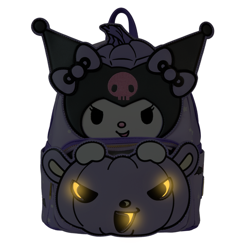 Sanrio Kuromi Pumpkin Light Up Glow Mini Backpack by Loungefly