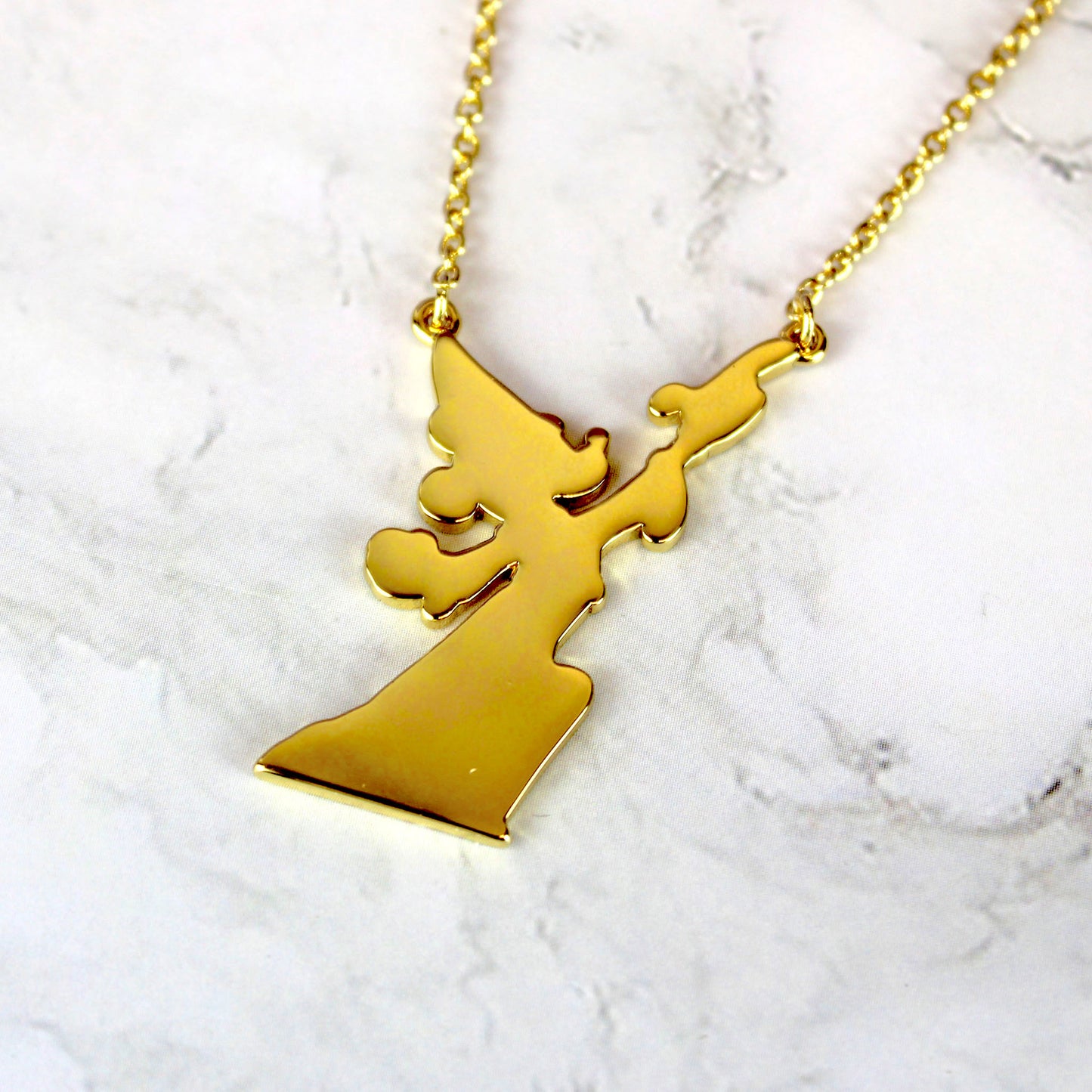 Sorcerer Mickey Mouse (Fantasia) Disney Gold Plated Silhouette Necklace