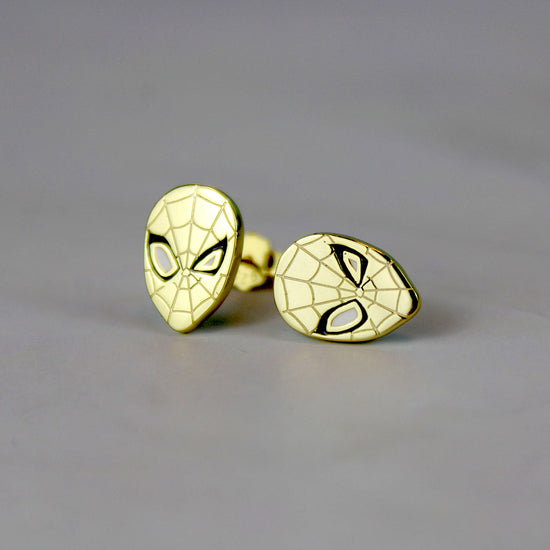 Load image into Gallery viewer, Spider-Man Mask (Marvel) Precious Metal Stud Earrings

