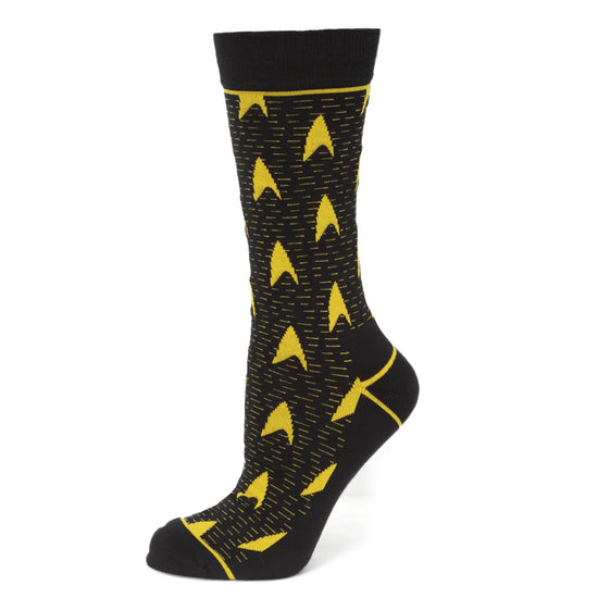 Star Trek Yellow Delta Shield Black Men's Dress Socks