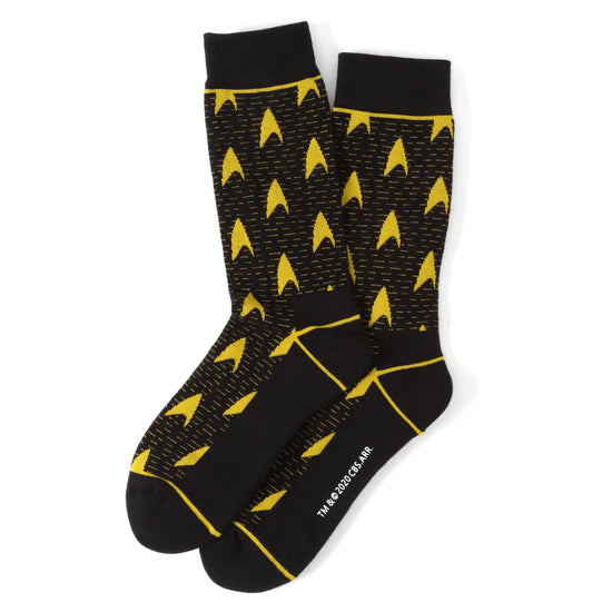 Star Trek Yellow Delta Shield Black Men's Dress Socks