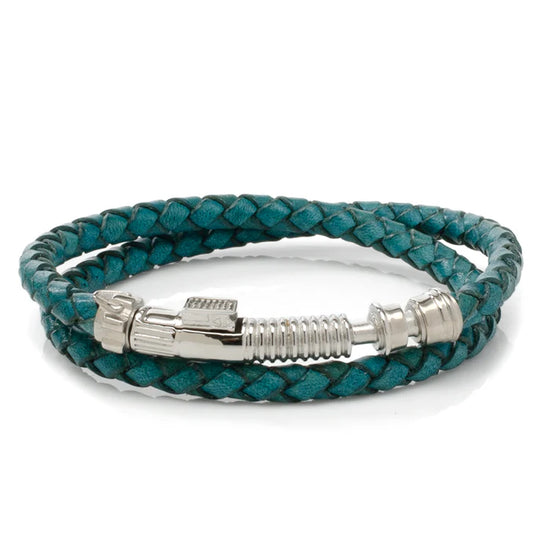 Star Wars Obi-Wan's Lightsaber Teal Leather Wrap Bracelet