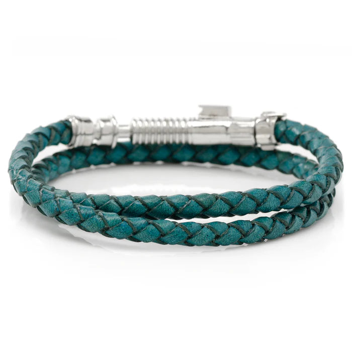 Star Wars Obi-Wan's Lightsaber Teal Leather Wrap Bracelet