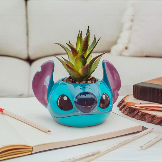 Stitch Ceramic Planter with Faux Plant