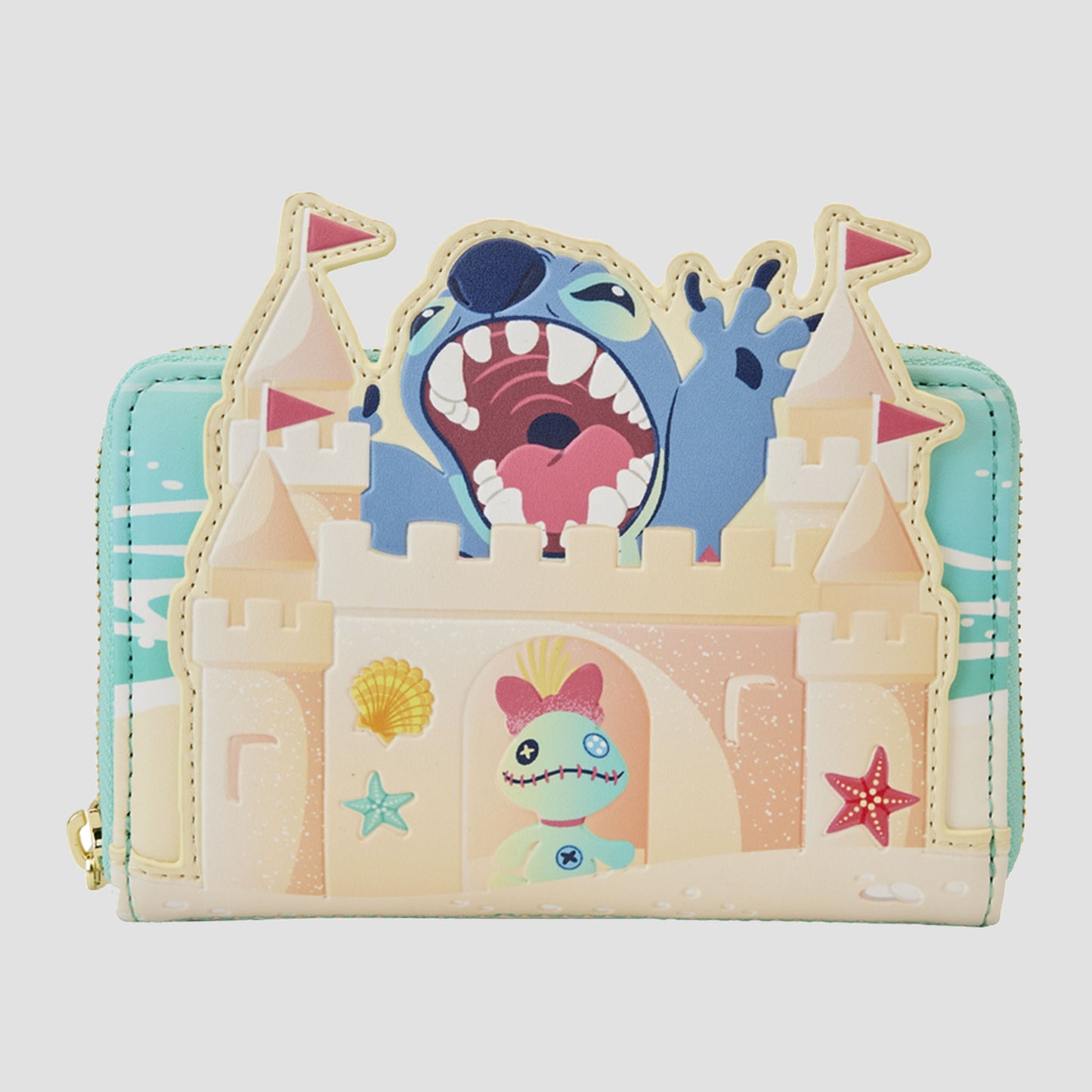 Load image into Gallery viewer, Stitch Sandcastle (Lilo &amp;amp; Stitch) Beach Surprise Disney Zip-Around Wallet by Loungefly
