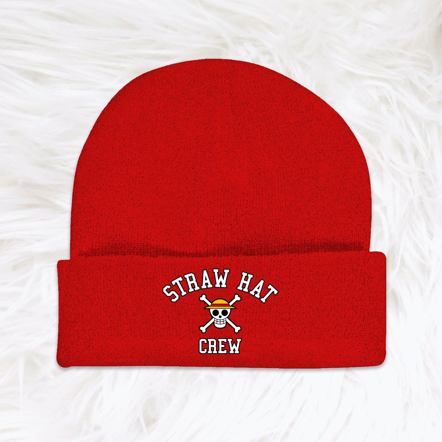 Straw Hat Crew (One Piece) Red Embroidered Beanie Hat