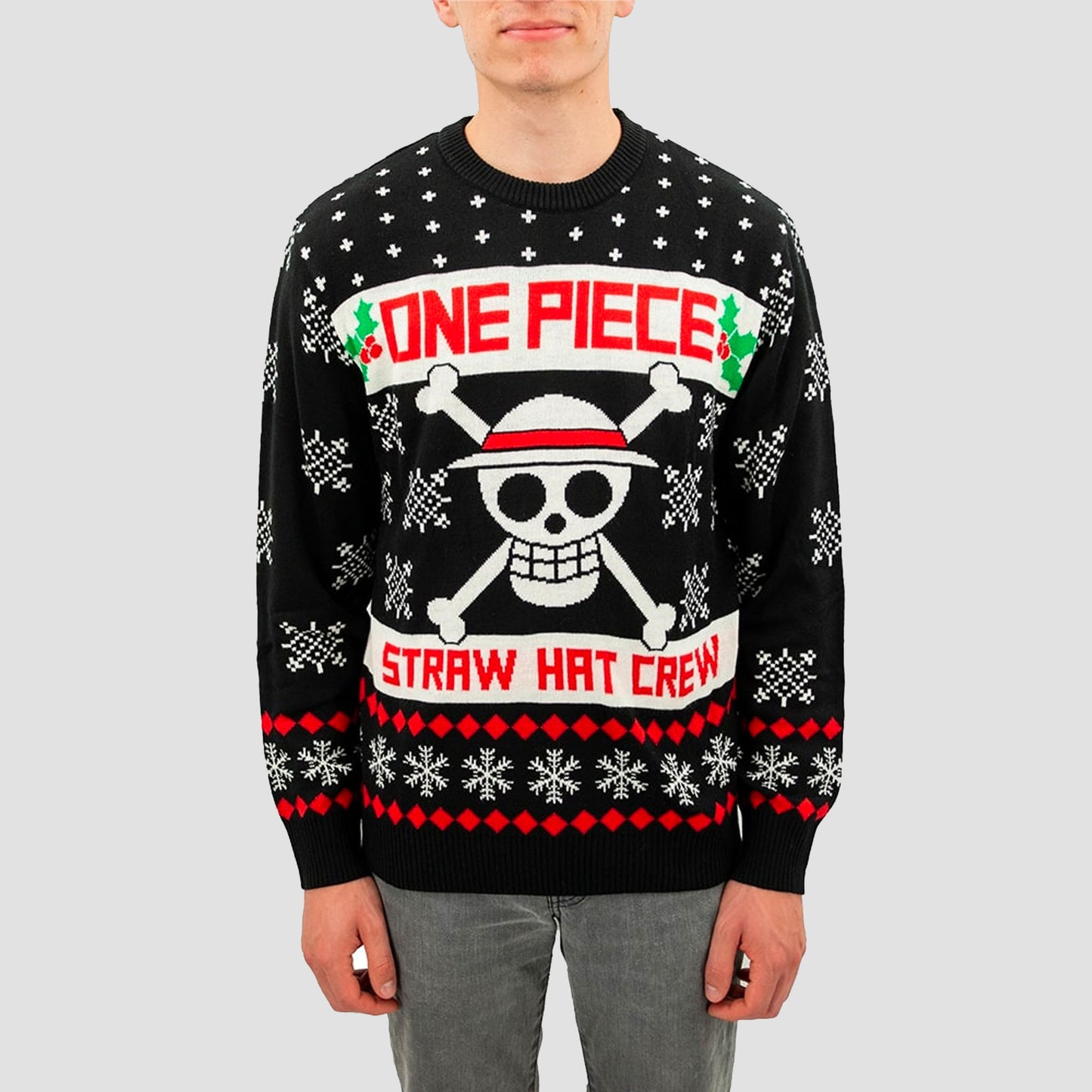 Straw Hat Crew With Jolly Roger (One Piece) Holiday Fleece Sweater
