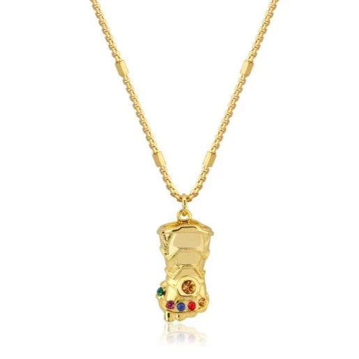 Thanos Infinity Gauntlet (Marvel) Gold Plated Crystal Accent Necklace