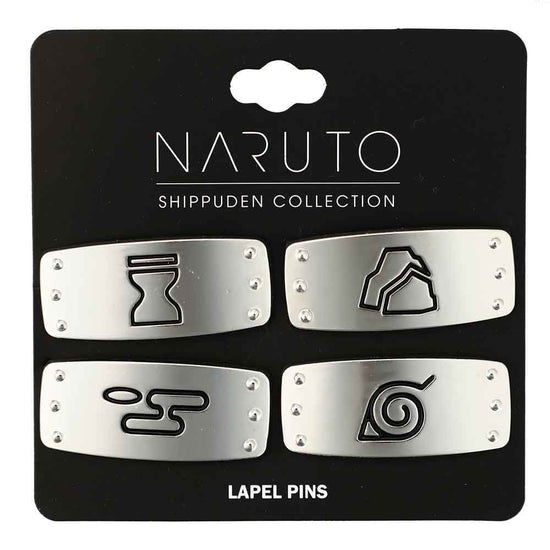 Hidden Village Symbol Headbands (Naruto Shippuden) Metal Enamel 4 Pin Set