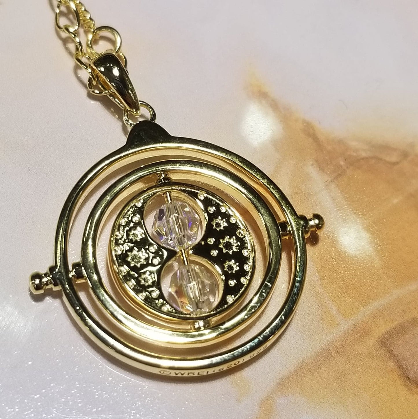 Harry Potter Time Turner Gold Plated Necklace with Swarovski Crystals