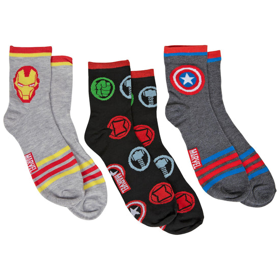 Marvel Avengers Helmets & Icons Unisex Crew Socks 3 Pair Set