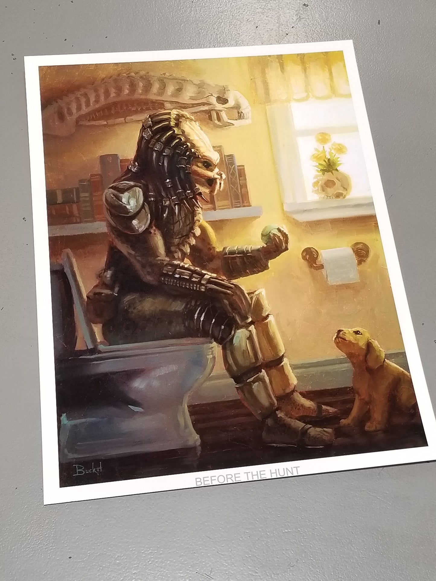 Predator Bathroom Parody Art Print