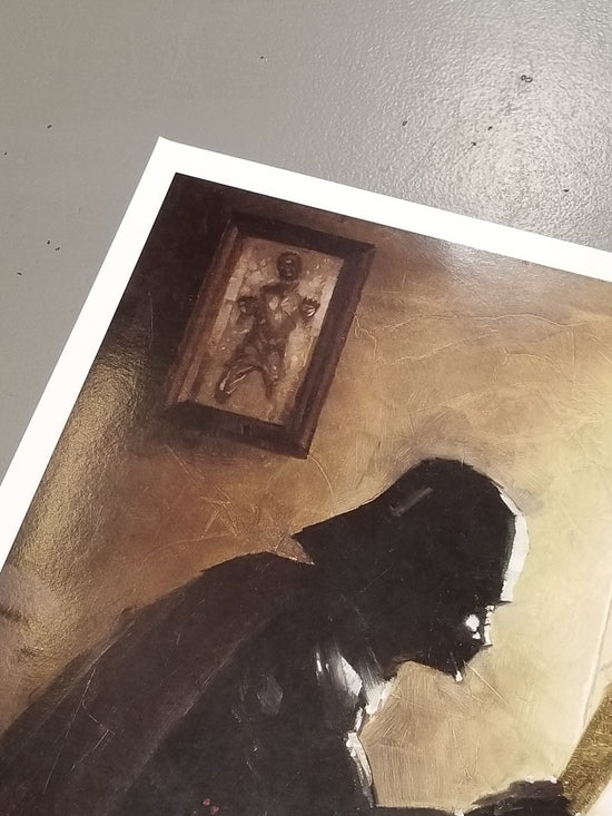 He finds your lack of faith disturbing...  Parody Art Print by Bucket Art.  Vader is taking a short break in this art print. Don't forget to appreciate his Han in Carbonite art up on the wall!  • Print Size: 12" x 16" on Archival Paper • Made in the USA