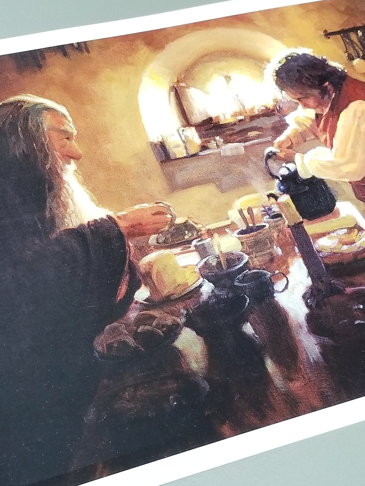 Load image into Gallery viewer, Gandalf and Bilbo Having Tea at Bag End (Lord of the Rings) Premium Art Print
