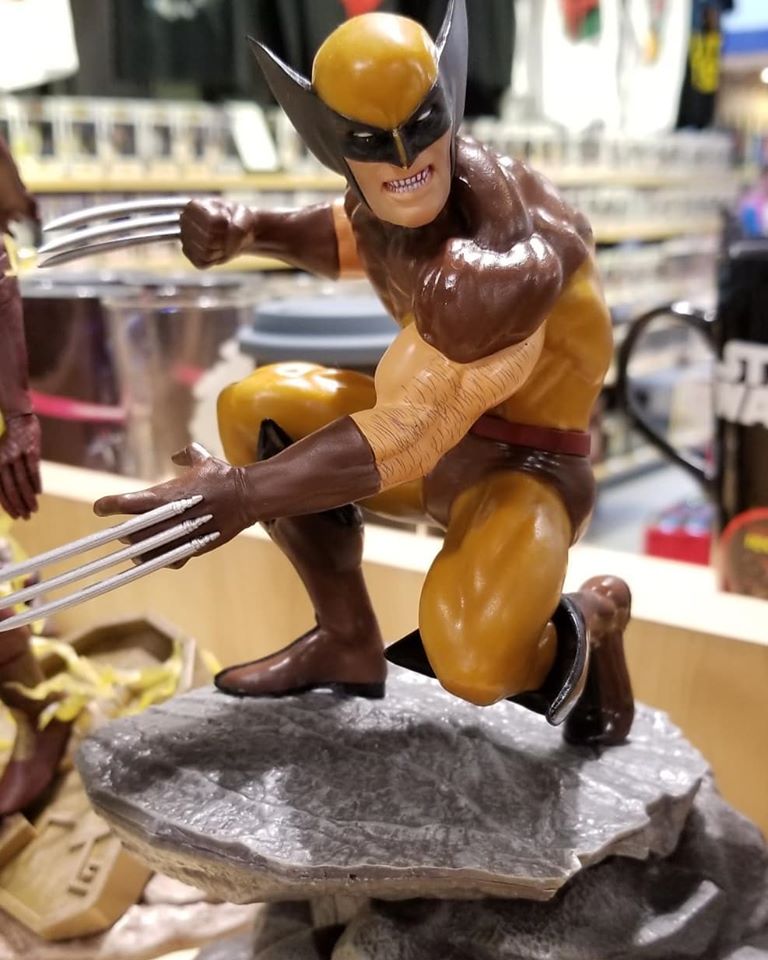 The X-Men's resident berserker joins the Marvel Gallery line of PVC dioramas! This 9-inch scale sculpture of Wolverine shows the hero in his classic brown costume, perched on a rock formation with claws extended, ready to tear into an opponent. Featuring detailed sculpting and collectible-quality paint applications, this sculpture comes packaged in a full-color window box.