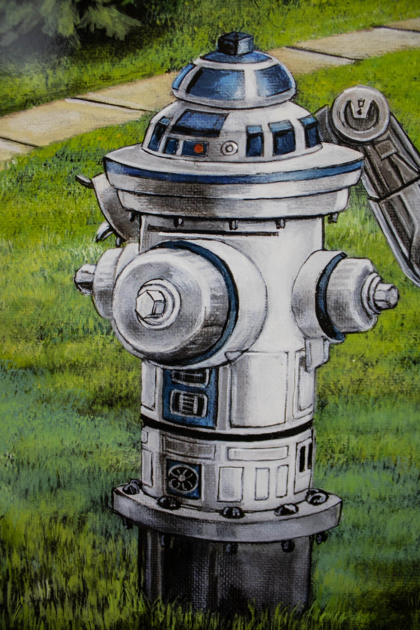 Load image into Gallery viewer, AT-AT and R2-D2 Fire Hydrant &amp;quot;Imperial Mark&amp;quot; (Star Wars) Imperial Pupper Parody Art Print
