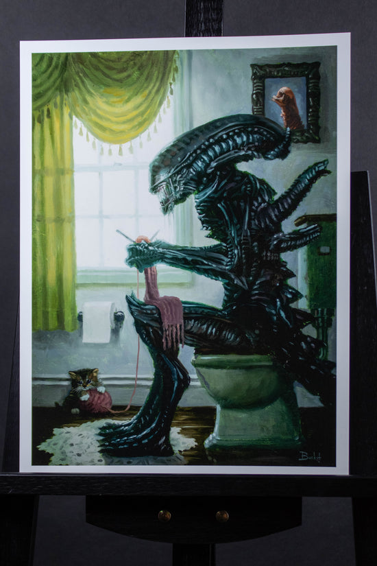 Xenomorph Alien Bathroom Parody Art Print